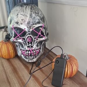 LED Skull Mask with Pink Accents